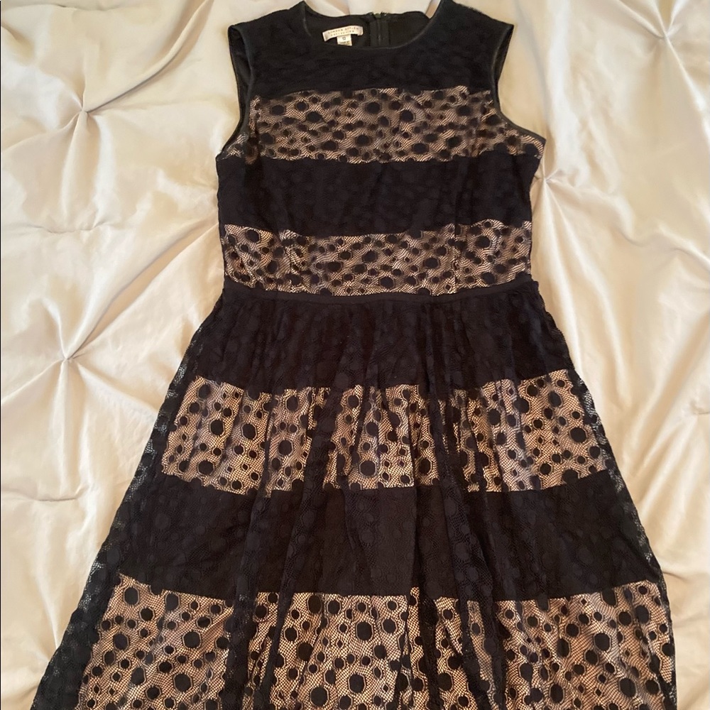 Black and gold lace dress